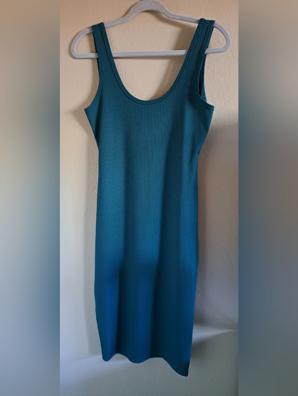 Heart Hips Teal Ribbed Tank Midi Dress